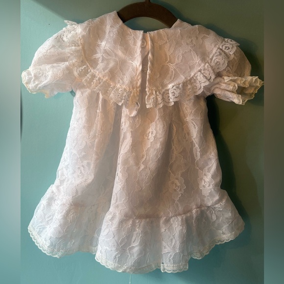 Vintage Jilly White Lace Dress with Pink Ribbon Size 18m - Picture 5 of 6